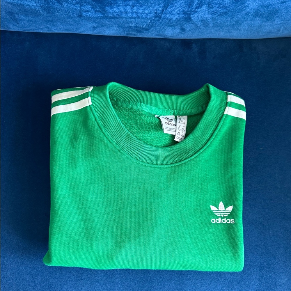 Adidas Classic Green Crewneck with White Accents
